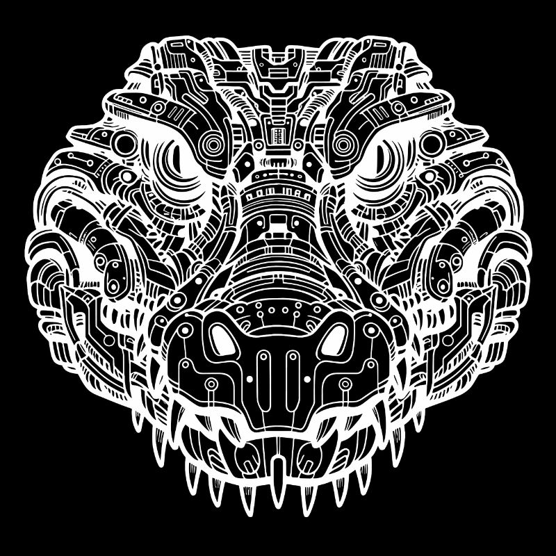 Crocodile biomécanique - Design blanc
