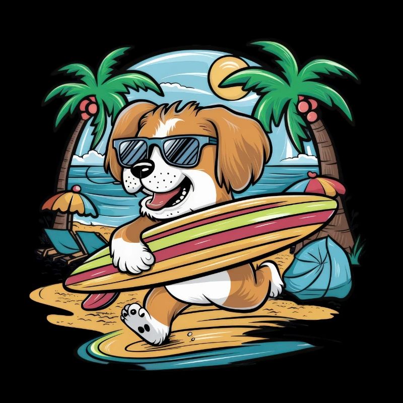 Cute Lhasa Apso Cartoon in Vacation Theme