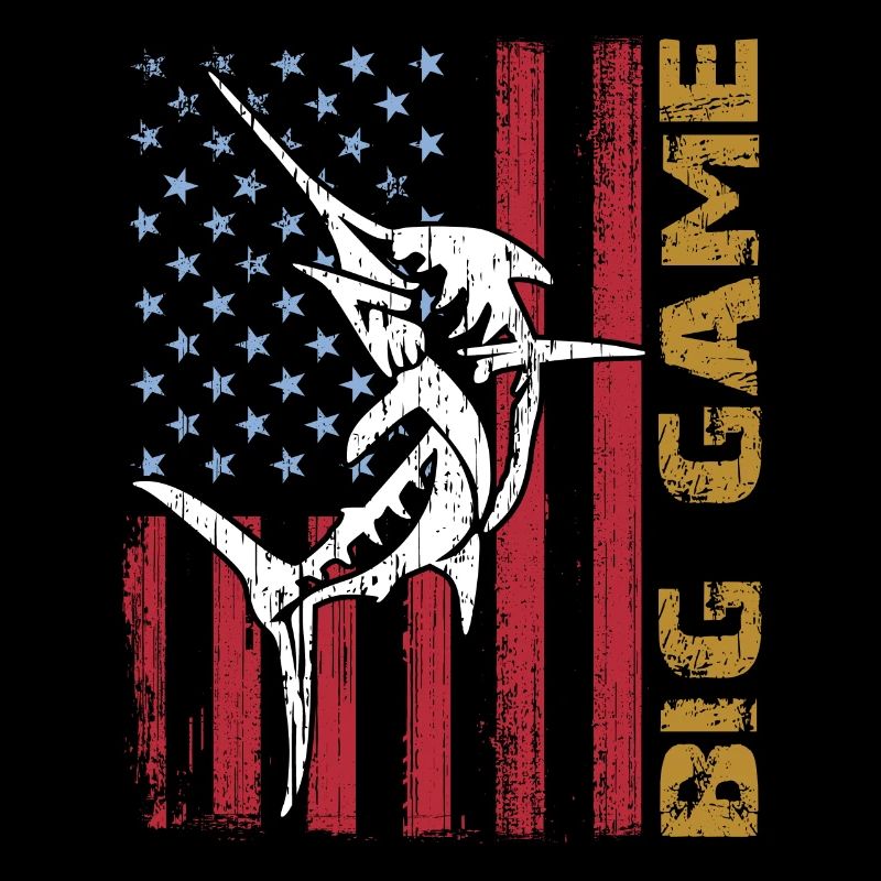 Springender Marlin mit US Flagge Hochseefischen