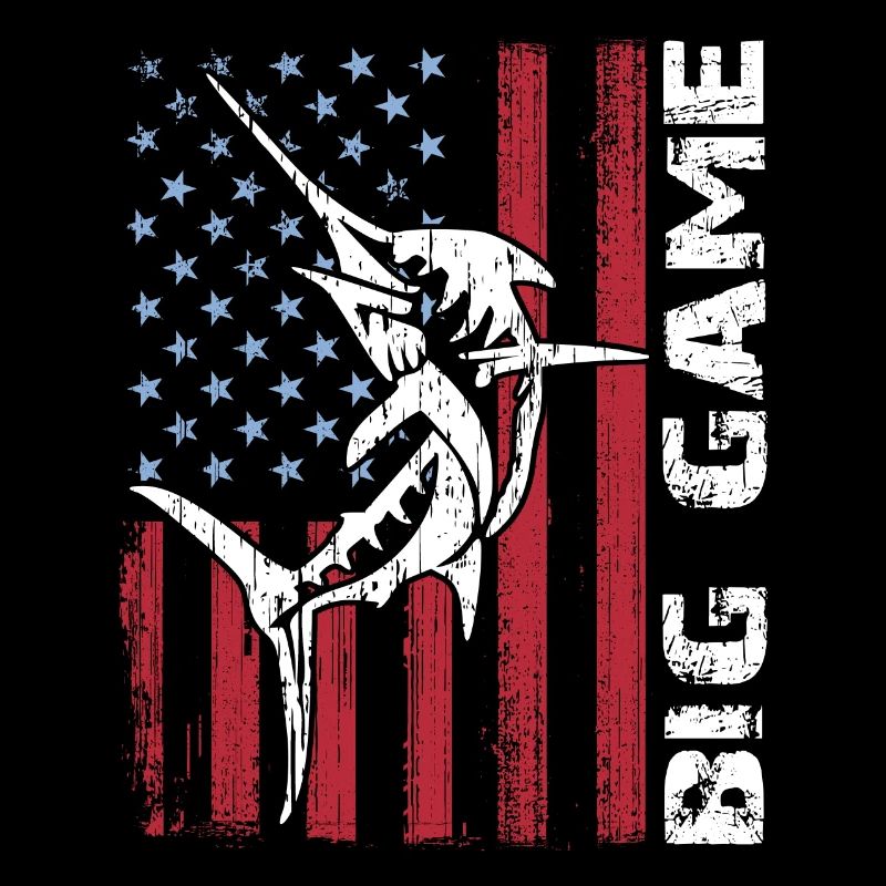 Springender Marlin mit US Flagge Hochseefischen