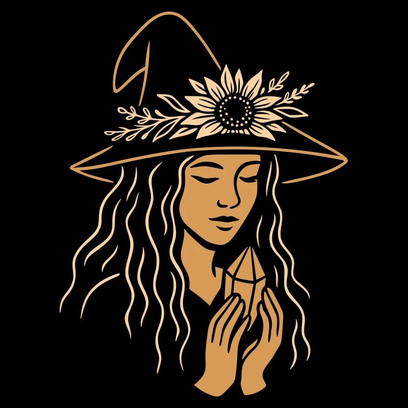 Hexe im Sommer mit Kristall - Mittsommer Litha