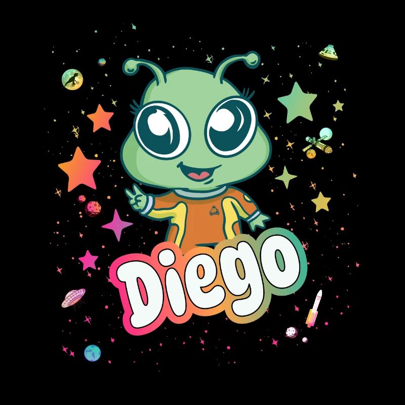DIEGO - Schöner Junge Name mit süßem Alien