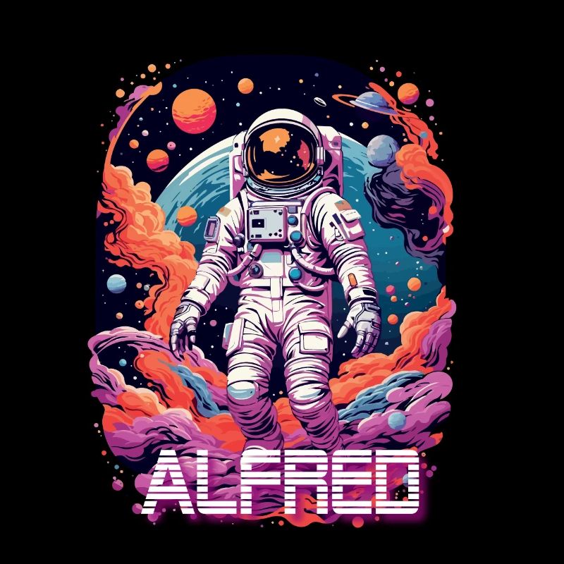 ALFRED - Beautiful boy name with cool astronaut