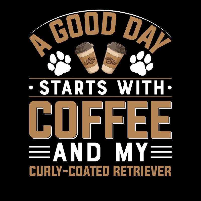Curly Coated Retriever Coffee Drinking Dog Breed