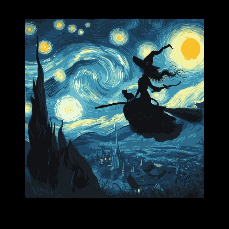 Halloween Witch Starry Night