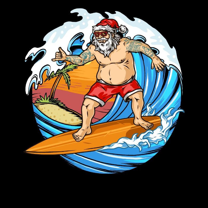 Noël, Père Noël surf, Planche de surf