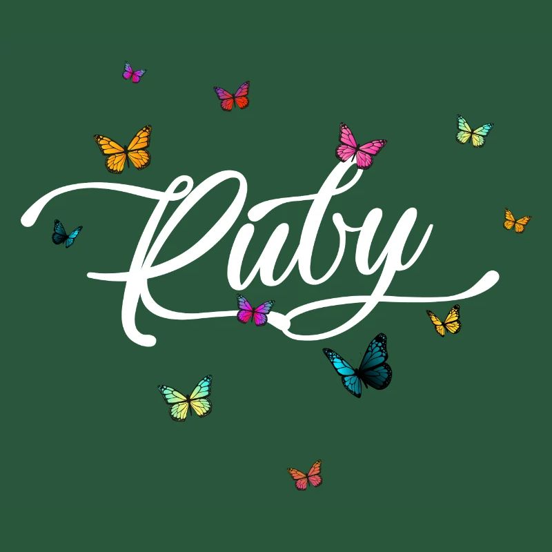 RUBY - Mädchen Name mit bunten Schmetterlingen