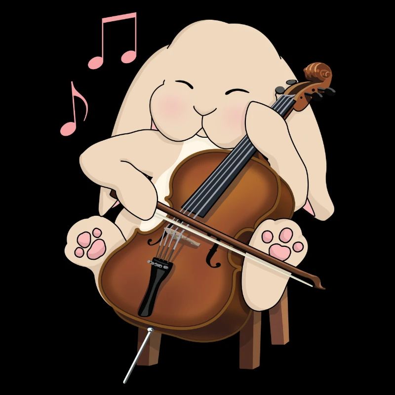 Mignon violoncelle jouant lapin style kawaii