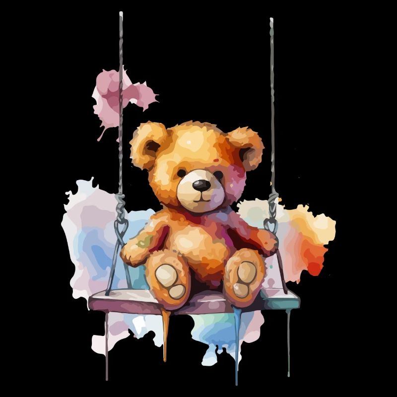 Teddy bear on her swing
