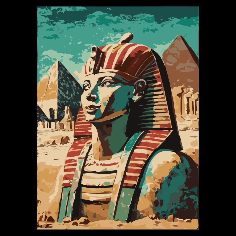 Pharaoh in front of pyramids
