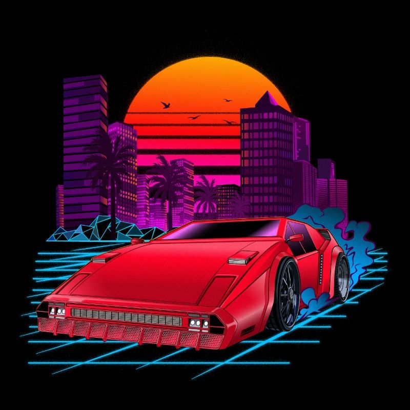 Voiture rétro Synthwave des années 80