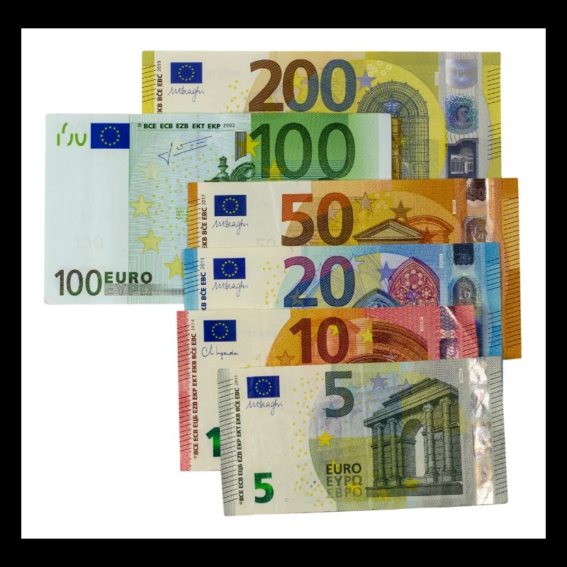 euro banknotes on white background