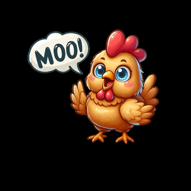 The chicken makes moo