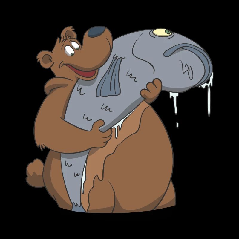 A bear with angler trophy fish gift