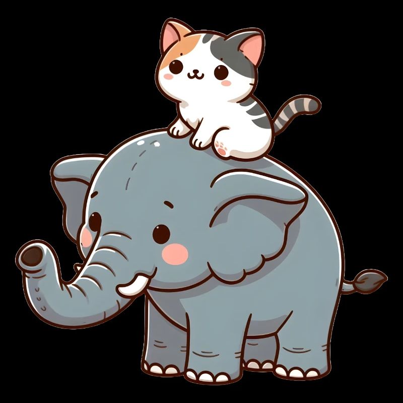 Katze reitet Elefant