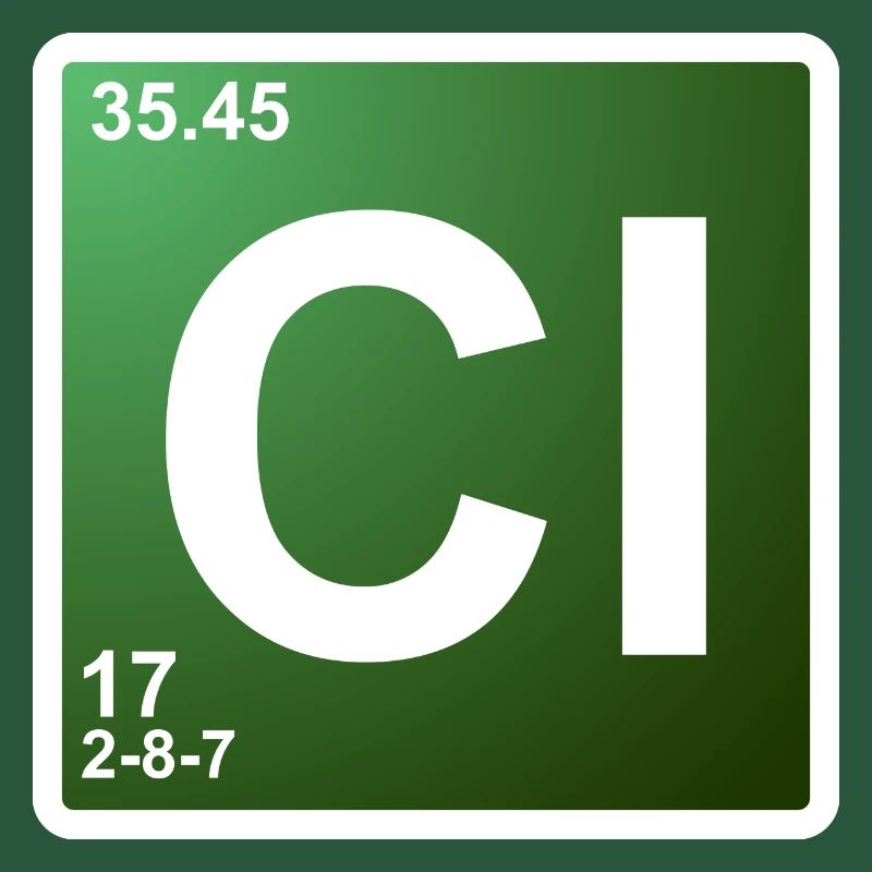 Cl - élément de chimie du chlore 17