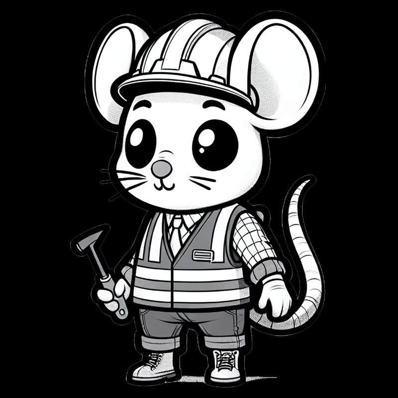 Mignon Souris Ouvrier De La Construction