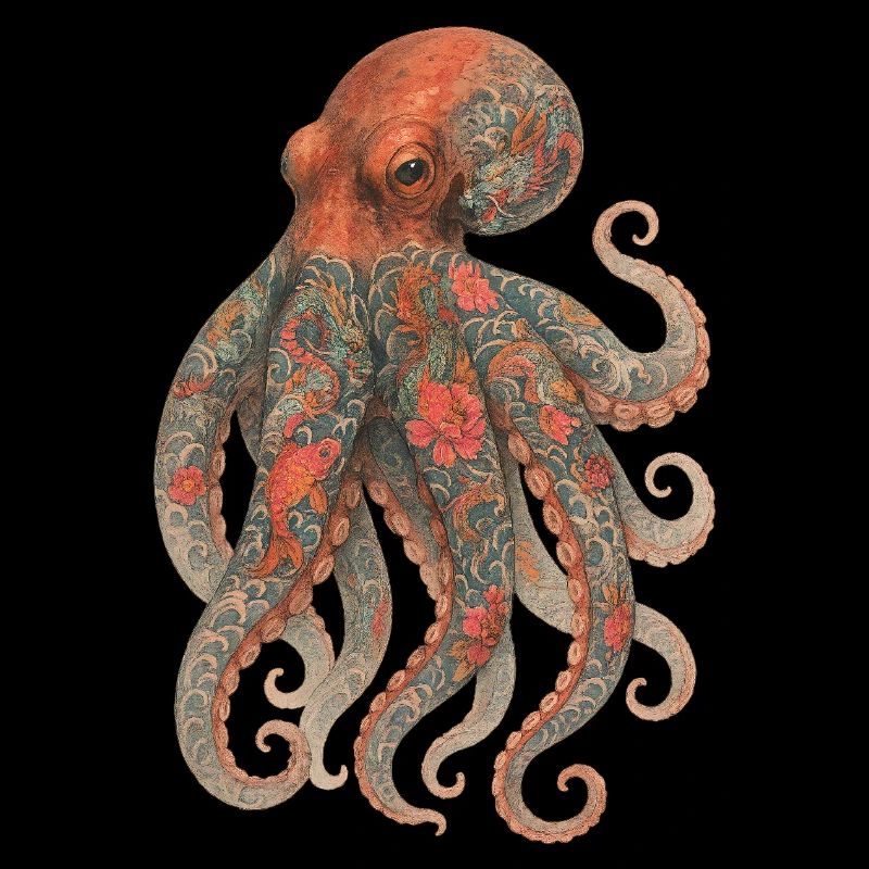 Octopus Yakuza – Aquarelle Tatouée Élégance