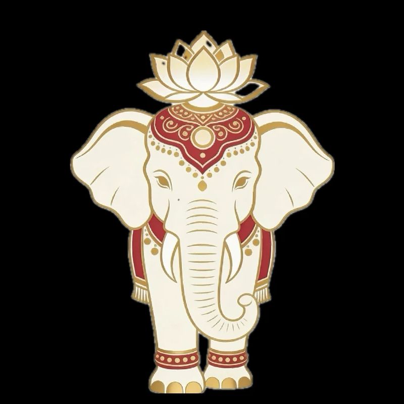 Éléphant mandala doré et lotus