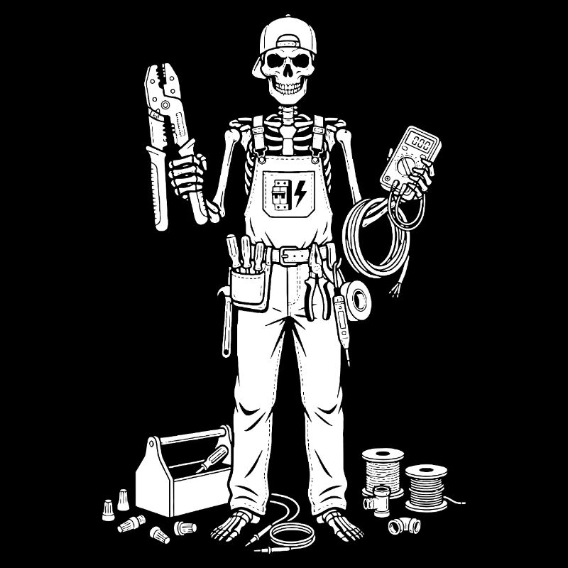 Skeleton Electrician with Toolkit