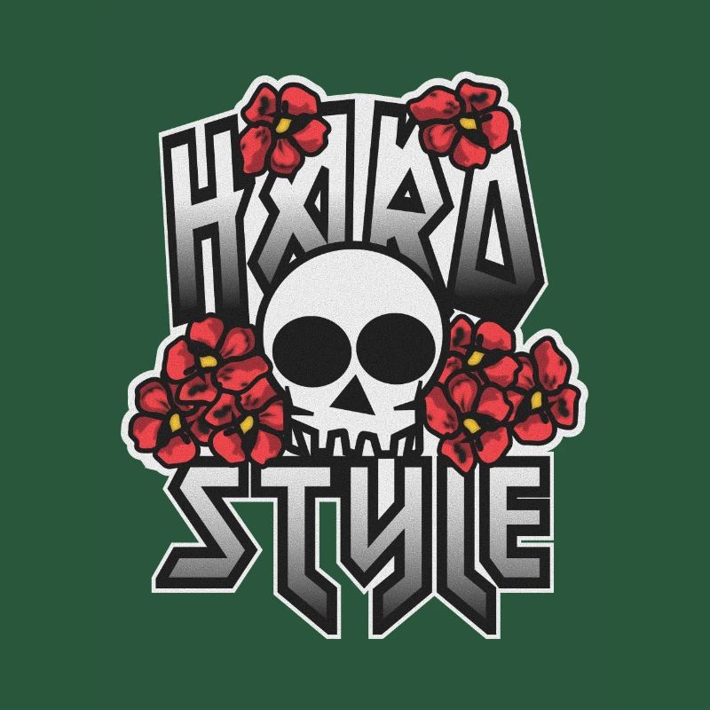 Crâne HARD STYLE incrusté dans les fleurs