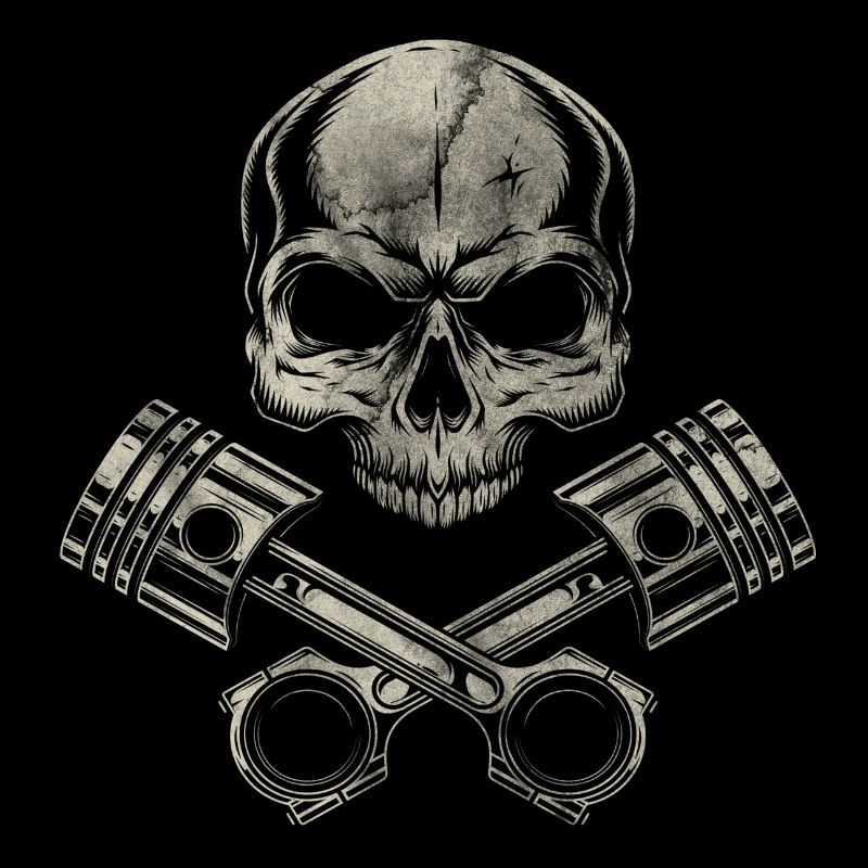 Skull with piston