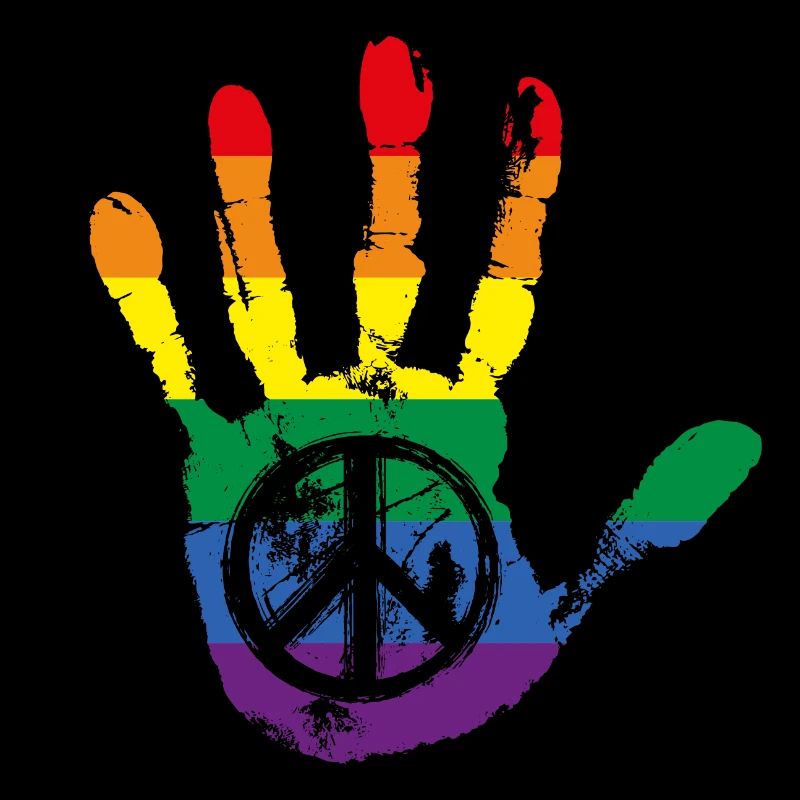 Arc-en-ciel Peace signe main LGBT