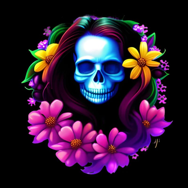 Skull Boho mit Blumenkranz Multicolor
