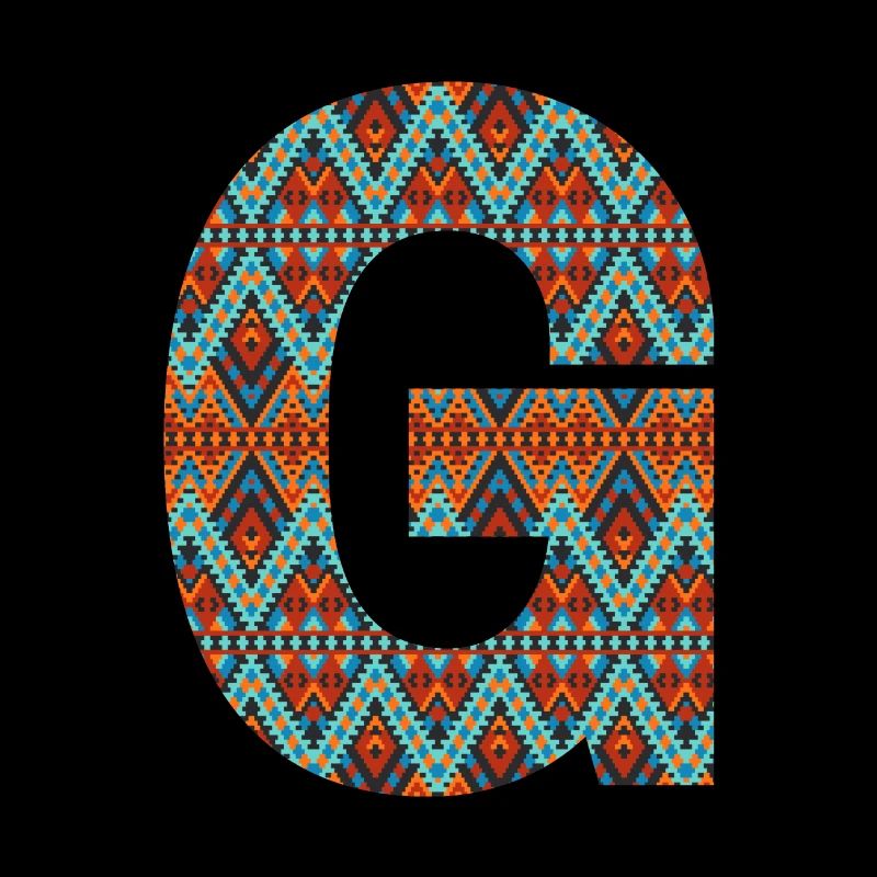 Buchstabe G- Boho-Design, Buntes Monogramm