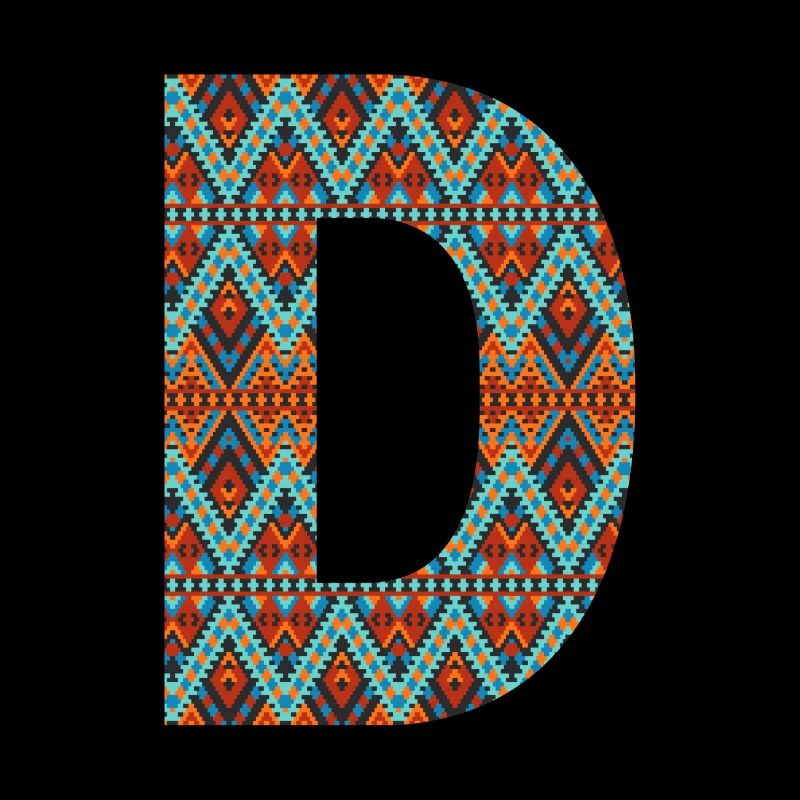 Letter D- boho design, Colorful monogram