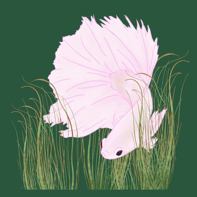 Betta Splendense Halfmoon Left Pink