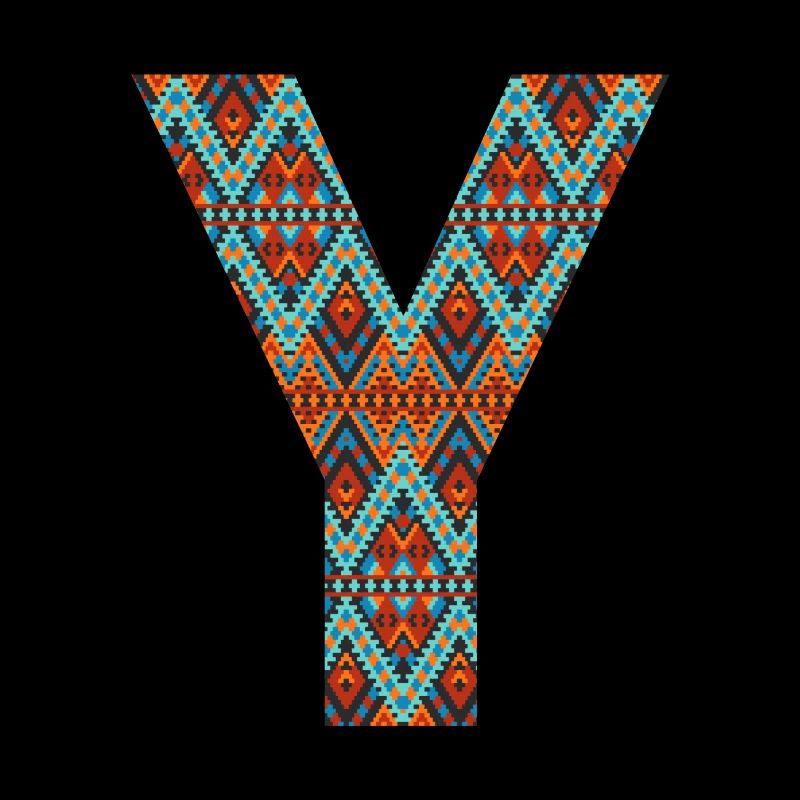 Lettre Y- design boho, monogramme coloré