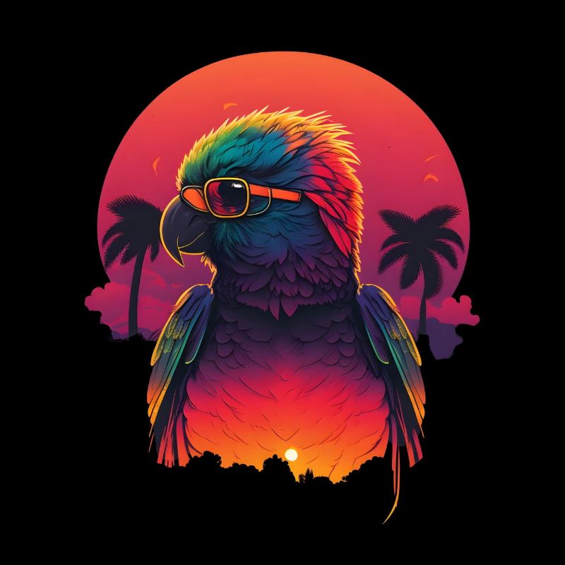 Synthwave Parrot Sunset