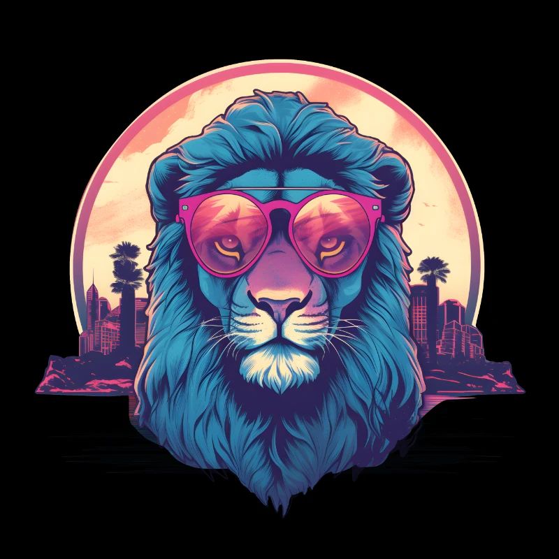 Synthwave Lion Sunset