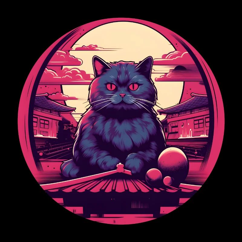 Synthwave japan Cat