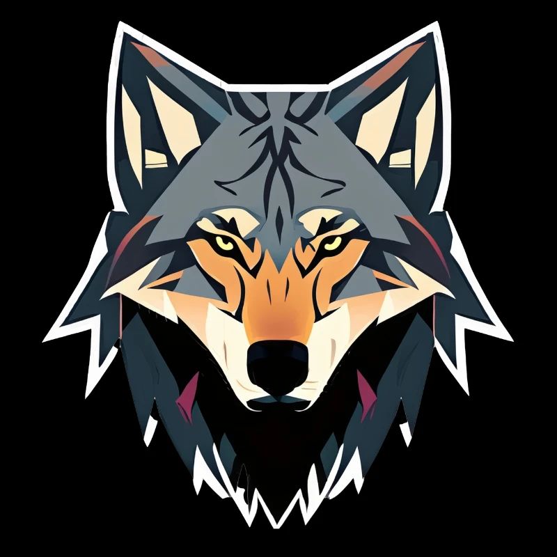 grey wolf face vector look geometric proud strong
