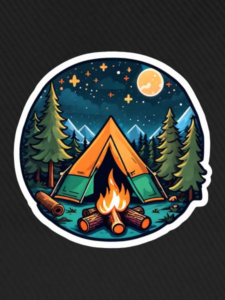 Camping, tent and campfire