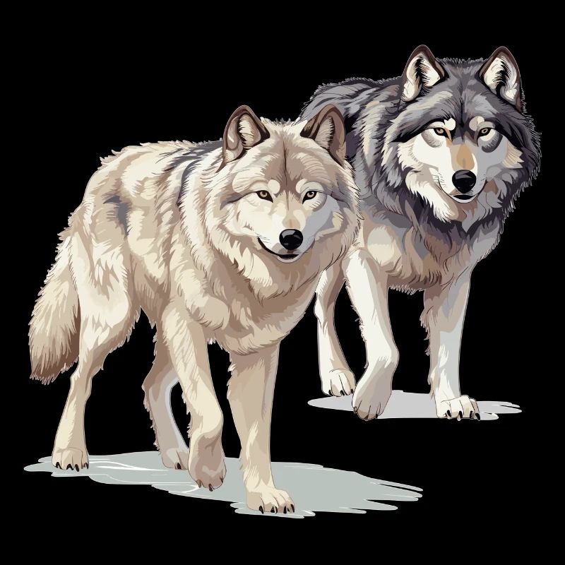 2 wolves big motif - The wilderness is calling !