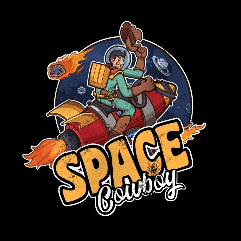 Space Cowboy Astronaut auf Rakete