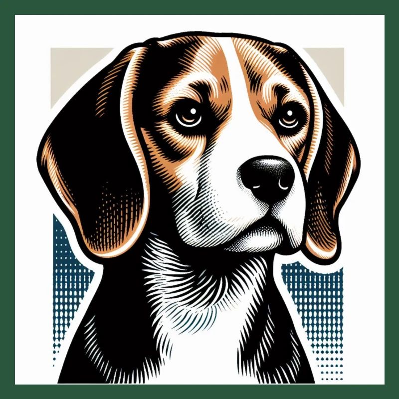 Beagle Risographie Vektorstyle