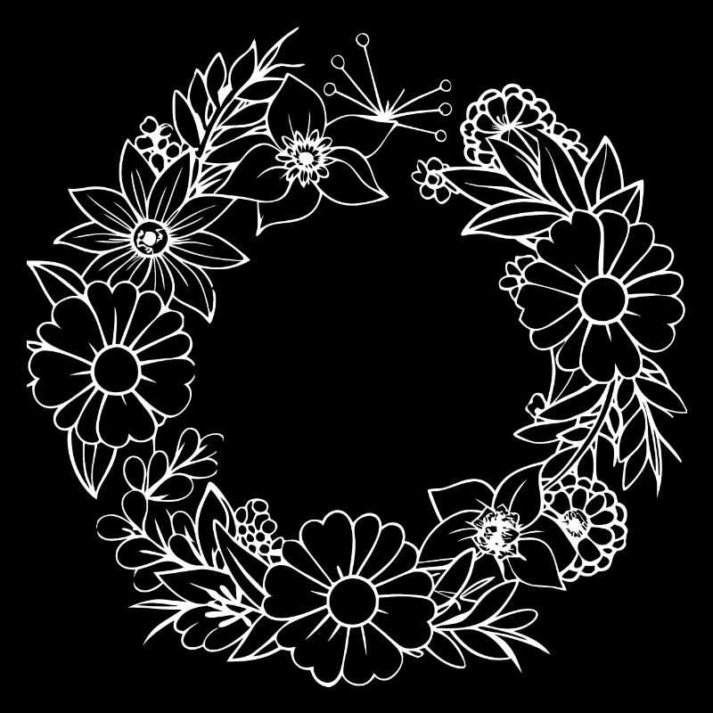 White Floral Wreath - Timeless Elegance in Lines