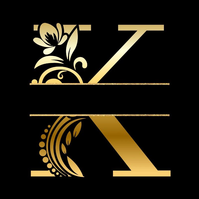 Personalized Floral Gold Letter k - Gift Idea