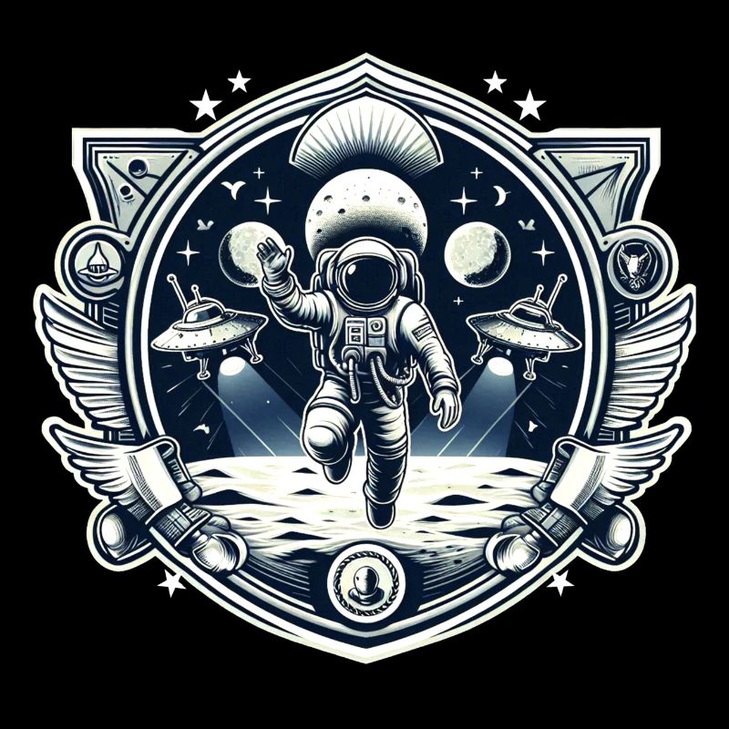 Astronaute Lune OVNI Logo