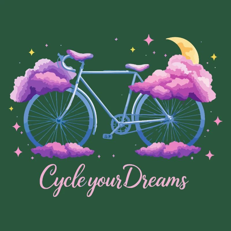 Conception de vélo nuage « Cycle Your Dreams » avec lune