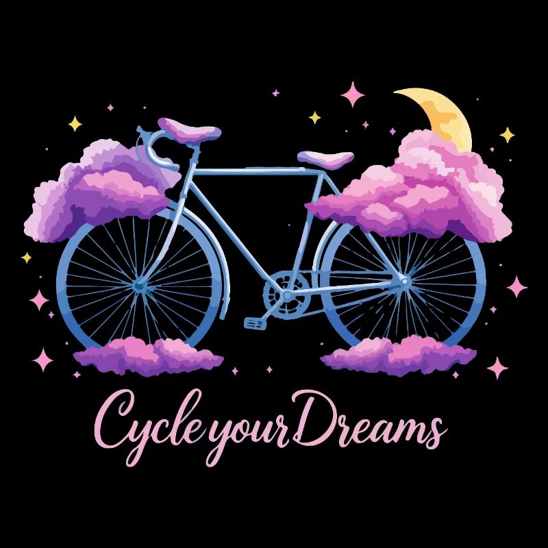 “Cycle Your Dreams” Cloud Bicycle Design with Moon