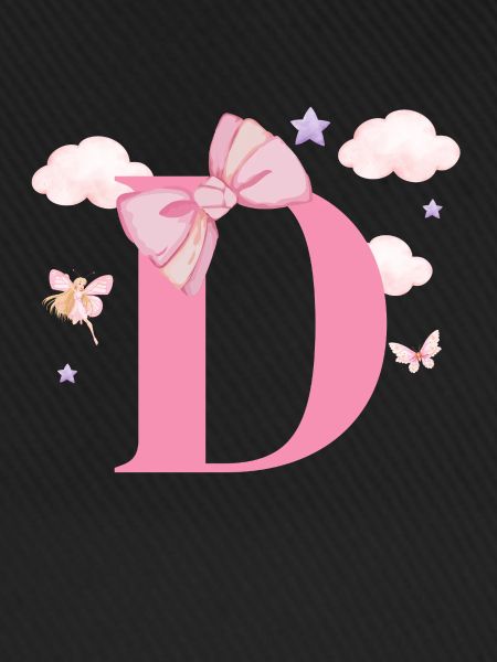 Pink Letter D Clouds