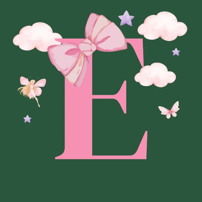 Letter e pink clouds