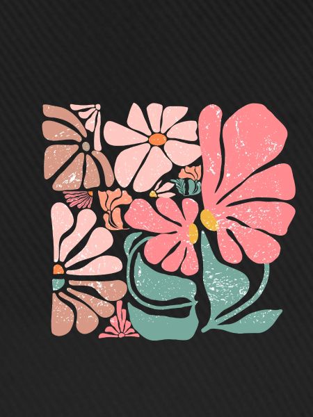 Groovy Retro Pink Flowers