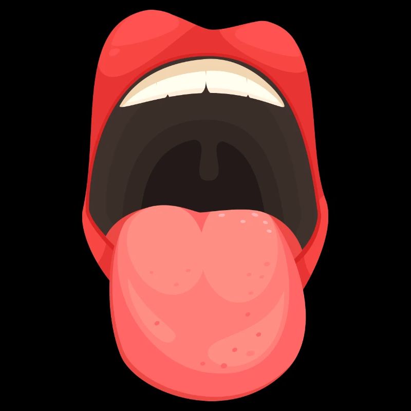 La bouche bâille avec la langue