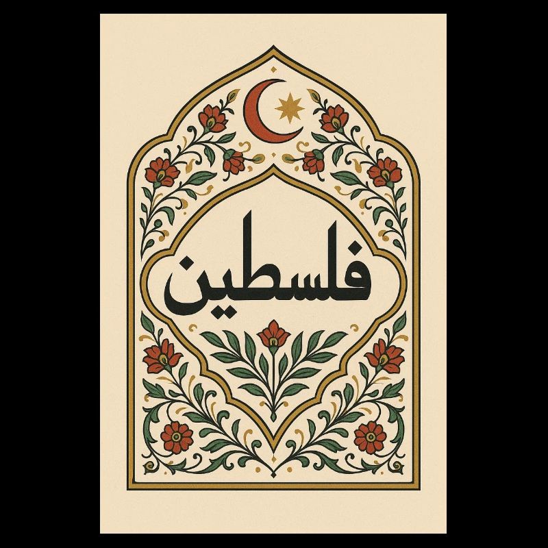 Palestinian Calligraphy with Floral Pattern